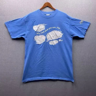 Vtg Why Walk When You Can Fly Adult L Clouds Feet Foot Graphic Mens Tee Shirt • $24