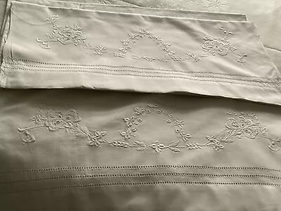 Vintage Linen European Pr. Embroidered Pillow Cases  • $36.99