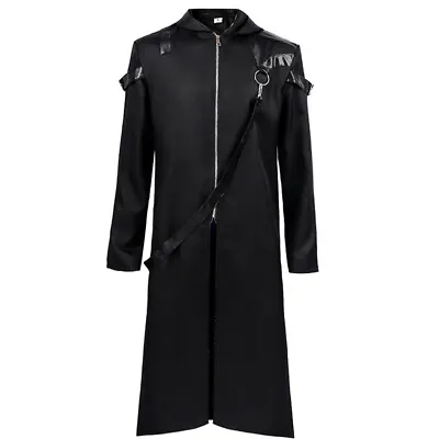 Steampunk Men Hooded Coat With Hook Victorian Jacket Vintage Gothic Trench Coat • $35.99