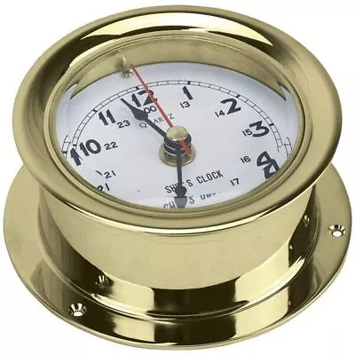 Ships Clock Polished Brass 135mm Dia White Face Vingtage Marine Yacht Clock • $165.36