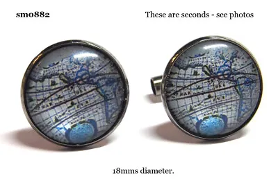 SILVER PLATED CUFFLINKS - MAP OF WEST PACIFIC - 18mms - SLIGHT SECONDS....sm0882 • £2.50