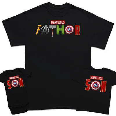 £8.99 • Buy Marvelous Father Fathers Day T-Shirt Son Kids Baby Matching T-Shirts Top #FD#2