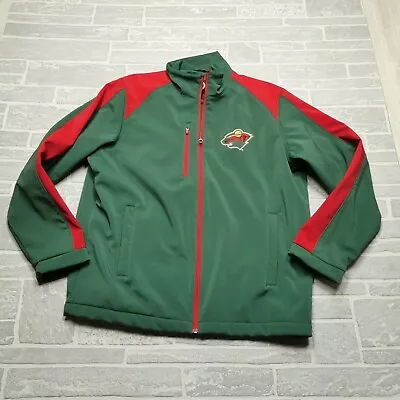 Minnesota Wild Jacket Adult XL Green Full Zip Pockets Softshell Windbreaker NHL • $37.44