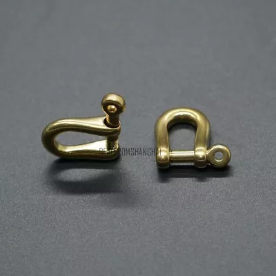 2pcs Brass D Shackle Clasp Ring For Keyring Key Pouch Belt Loop Fastener Clip • £7.69