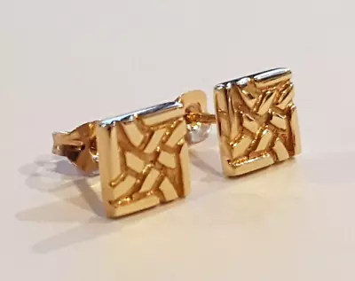 Ola Gorie 9ct Yellow Gold Square Celtic Stud Earrings Scottish Boxed • £199