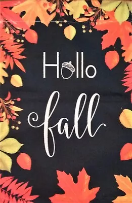 Hello Fall W/Orange & Yellow Leaves & Berries Burlap Mini Garden Flag 12.5 X18  • $7.50