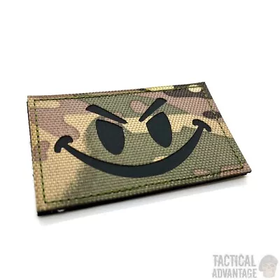 Multicam Camo Smiley Face Tactical Morale Patch IRR Hook & Loop Airsoft Army • £4.99