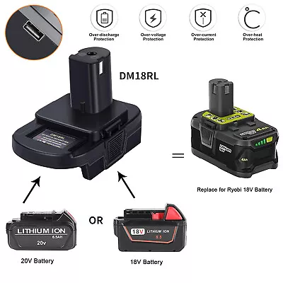 USB Battery Adapter Converter For Dewalt 20V Milwaukee 18V To Ryobi 18V Tool • $12.45