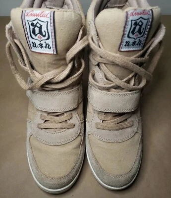 $24.99 • Buy ASH Limited Beige Suede Leather BOWIE High Top Hidden Wedge Sneaker US10 (Stain)