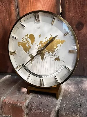 10” KIENZLE World Time Zone Heinrich Muller Design Table Clock 1960's Germany • $716.58