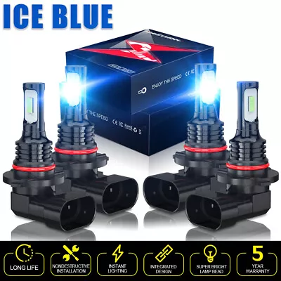 9005 9006 LED Headlights Kit Combo Bulbs 8000K High Low Beam Super Blue Bright • $24.99