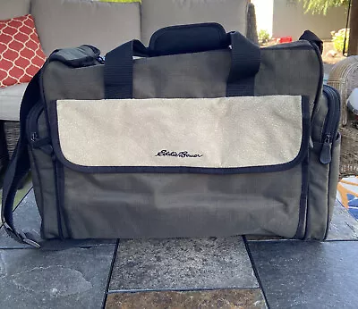 Large Eddie Bauer Diaper Bag Green  Suede Lots Of Pockets. Great Condition • $15.50