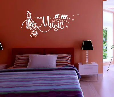 Music Notes Enjoy Music Keyboard Vinyl Wall Art Sticker Decal Decor UK 268 • £5.81