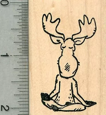 Meditating Moose Rubber Stamp Yoga Series H34108 WM • $18