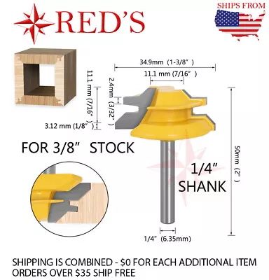 REDS Y75850-4- 45 Degree-Up To 3/8  Stock Lock Miter Joint Router Bit 1/4  Shank • $4.99