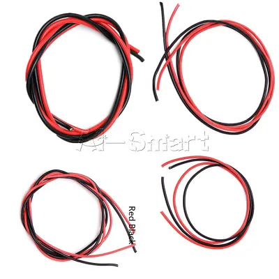 Black Red 2M 10/12/14/16 AWG Gauge Wire Flexible Silicone Copper Cables For RC • £4.07