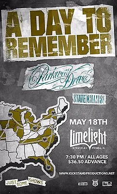 A Day To Remember / Parkway Drive / State Champs 2016 Peoria Concert Tour Poster • $17.31