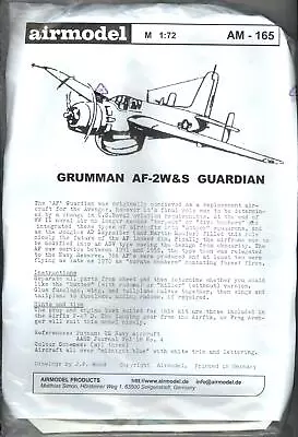 Airmodel Products 1/72 GRUMMAN AF-2W Or AF-2S GUARDIAN Vacuform Kit • $13.99