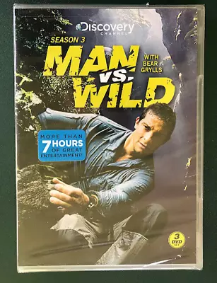Man Vs Wild Season 3 (3 DVDs) Bear Grylls 2009 FACTORY SEALED Ohio Seller • $25
