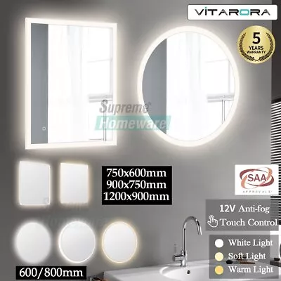 Bathroom LED Lighted Touch Sensor Anti-fog Makeup Shaving Wall Mirror 600-1200mm • $99