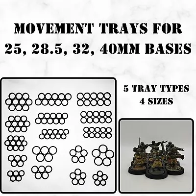 Movement Trays 25mm 28mm 32mm 40mm Tabletop Warhammer 40k Various Sizes • $4.80
