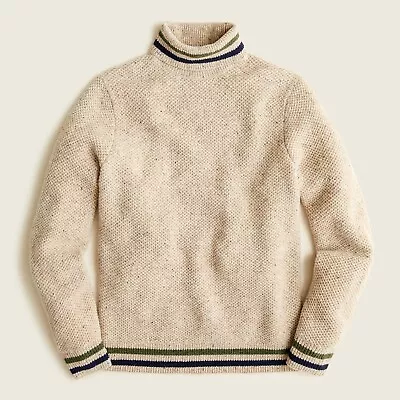 $109.99 • Buy J. CREW Men's Textured Donegal Merino Wool Turtleneck Sweater Natural M - NWT