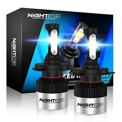 Nighteye H4 9003 HB2 72W 9000LM LED Headlight Bulbs Beam Kit Lamps 6500K White • $39.81
