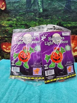 Lot Of 2 Vintage Greenbrier Halloween Light Up Inflatable Pumpkins Lighted New • $12.50