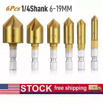 6Pcs Countersink Drill Bit Set 1/4'' Hex Shank HSS Woodworking Pilot Screw Holes • $9.95