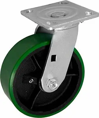 CasterHQ- Medium Duty 6 X 2  Green Polyurethane ON Iron Wheel - Swivel Caster - • $31.49