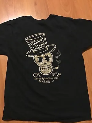 Men’s Vintage The Voodoo Saloon T-Shirt Black Double Sided Size L $7 Ship • $19.99