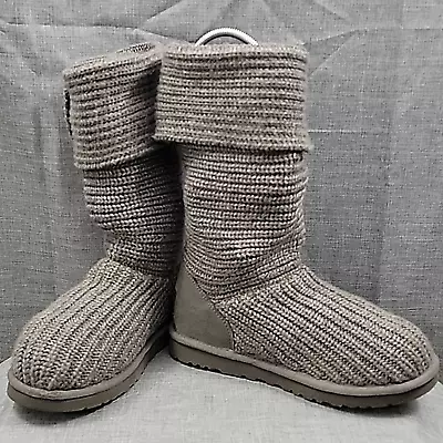 UGG Women's Classic Cardy 5819 Grey Knit Sock Boot Women's Sz 8 • $85