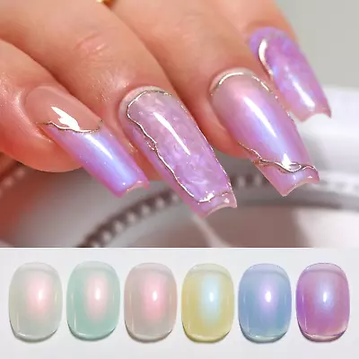 Mermaid Jelly Gel Nail Polish Set Of 6 Colors Shimmer White Pink Blue Green Yell • $22.88