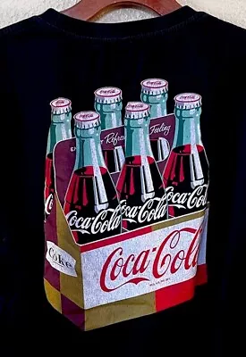 Coca-Cola Coke Refresh Yourself  Vintage 6 Pack Adult Black T Shirt Size L • $13