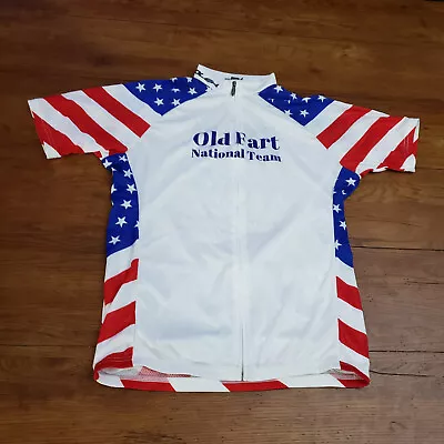 Voler Mens XL Cycling Jersey Old Fart Red White Blue SS Road Bike Pockets • $35.95