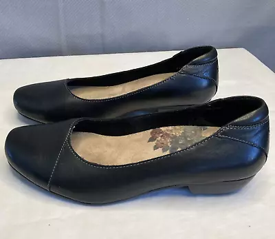 Taos Debut Low Heel Pump Women Size 8.5 Shoes Black Leather Anatomical Footbed • $27.99