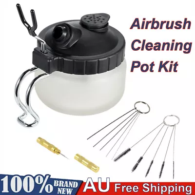 KKmoon Airbrush Cleaning Pot Glass Air Brush Holder Needle Wash Clean Tools Kit • $22.99