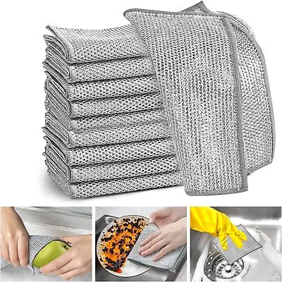 Multipurpose Wire Miracle Cleaning Cloths Double Layer Wet Dry Dishwashing Rags • $8.99