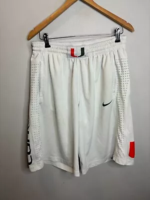 Nike NCAA UM Miami Hurricanes Basketball Shorts White Men's Size M 636 • $24.99