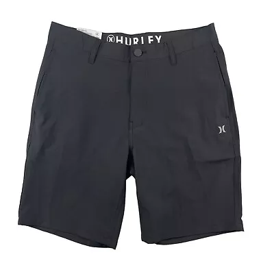 HURLEY Men Quick Dry 4-Way Stretch Hybrid Walk Shorts Size 32 Black • $11.24