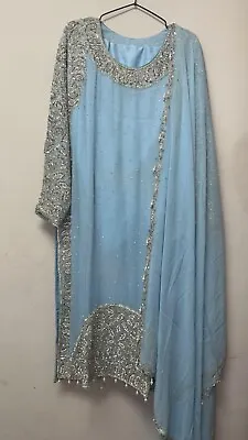 Pakistani Wedding Wear Fully Embroidered 3 Pcs Preloved Size Xl • £185