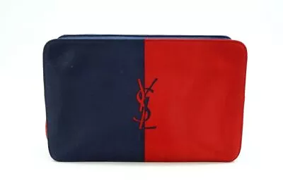 Yves Saint Laurent Vintage Clutch Bag YSL logo Satin Red Blue 7970h • $220