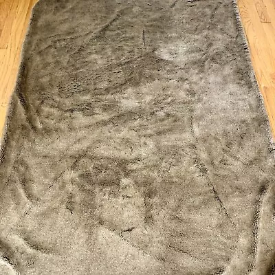 RESTORATION HARDWARE - Brown / Gray Faux Fur Throw Blanket - 69” X 53.5”  *Flaw* • $57