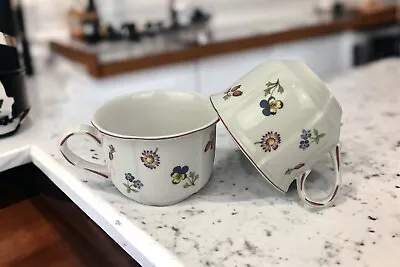 Villeroy Boch Petite Fleur White Floral Large Porcelain Breakfast Cups Set Of 2 • $50