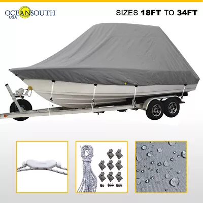 Oceansouth T-Top Fishing Boat Gray Trailerable Storage Waterproof Cover • $297.16