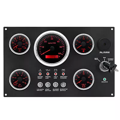 5 Gauges Set With Instrument Panel 0-6000 RPM Tachometer For Marine Boat Yacht  • $160.56