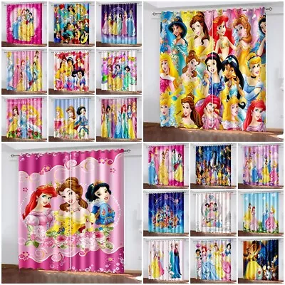 £28.79 • Buy Girls Disney Princess 3D Bedroom Blackout Curtains Thermal Ring Top Eyelet Gift