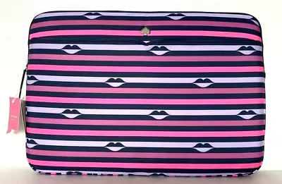 New Kate Spade Jae Lip Print Nylon Laptop Case Fit To 16  Pink Multi • $84.75