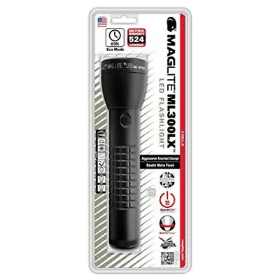 MagLite ML300LX 2-Cell D LED Flashlight Stealth Matte Finish Chipboard Black • $87.10