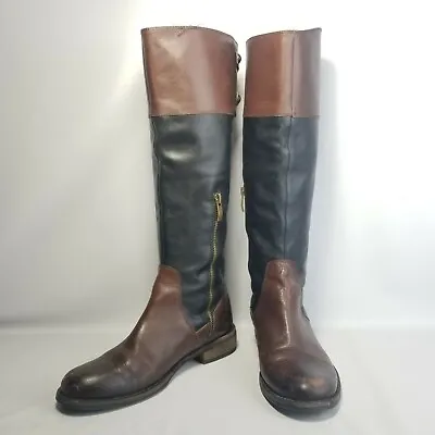 Vince Camuto Keaton Women's Riding Boots Sz 6.5/36.5 EU Black & Brown Leather  • $39